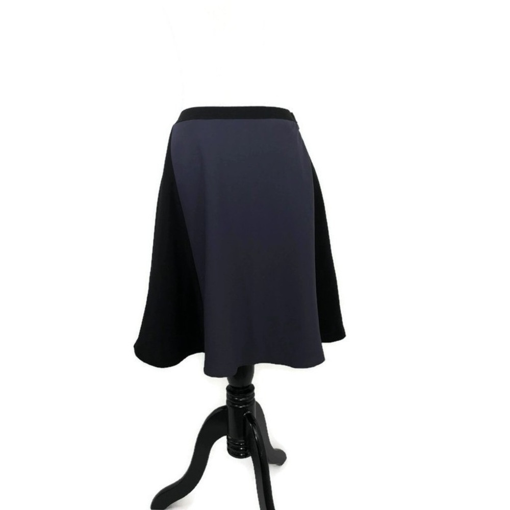 Tahari Women's Size 10 Circle Skirt Colorblock Black Gray Polyester Lined
